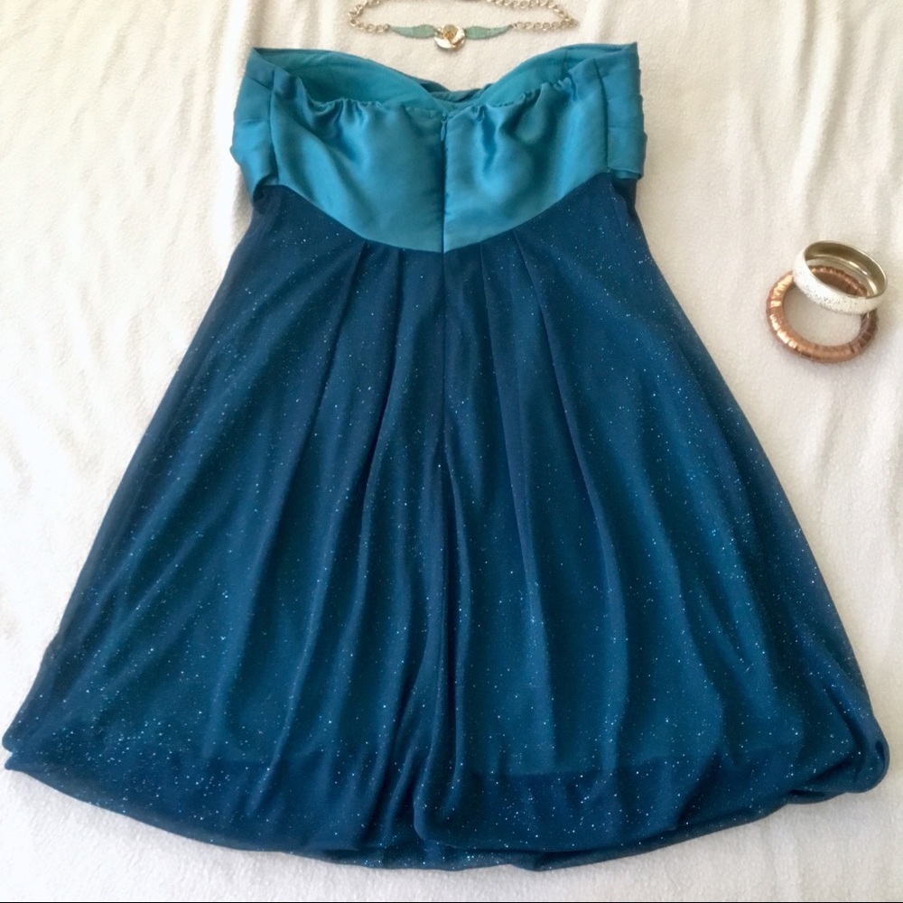 Jump Apparel Peacock Blue Strapless Mini Dress - Picture 5 of 8